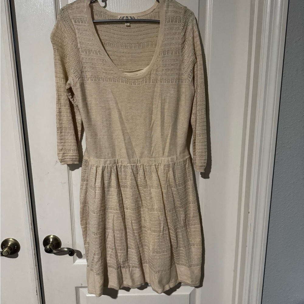 Pink Rose Cream Long Sleeve Dress